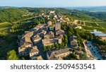 An aerial view of Castellina in Chianti, a picturesque town in Tuscany