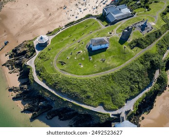 Aerial view of Castle Beach in the Welsh seaside town of Tenby - Powered by Shutterstock