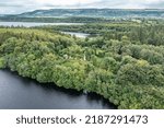 Aerial view of Castle Caldwell in County Fermanagh - Northern Ireland