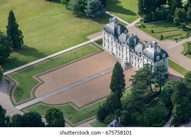 aerial view of the castle of Cheverny in France