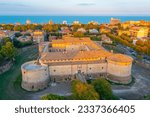 Aerial view of castle of Costance of the Sforzas in Pesaro, Italy.