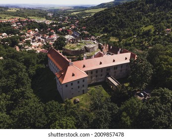 Aerial View Of The Castle In The Town Of Modry Kamen In Slovakia