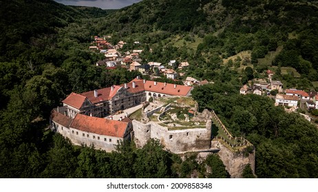 Aerial View Of The Castle In The Town Of Modry Kamen In Slovakia