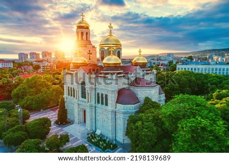 Aerial view of The Cathedral of the Assumption in Varna, Bulgaria