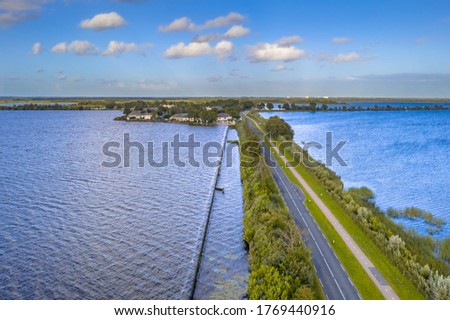 Aerial view of Causeway through Weerribben Wieden national park, Overijssel, Netherlands Stock photo © 