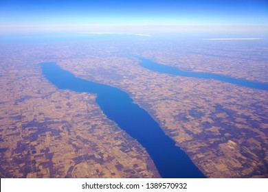 Aerial View Of The Cayuga Lake And The Seneca Lake In Upstate New York