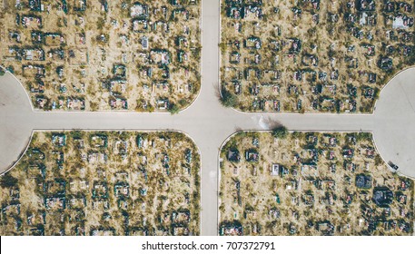 aerial view cemetry