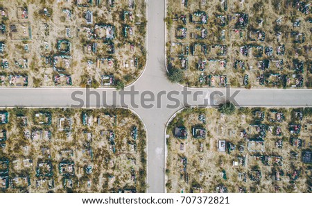 aerial view cemetry