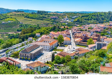 Aerial view of center of Lamego town in Portugal