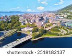 Aerial view of central Bergen, Norway