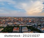 Aerial view of central building landmarks, Frauenkirche, St. Peter, St. Lukas around Old Town