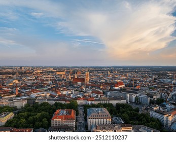 Aerial view of central building landmarks, Frauenkirche, St. Peter, St. Lukas around Old Town - Powered by Shutterstock