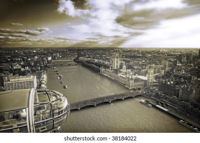 Aerial View Of Central London, Sepia Toned