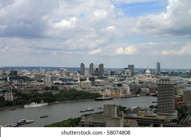 Aerial View Of Central London And The Thames River