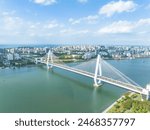 Aerial view of Century Bridge in Haikou, Hainan, China