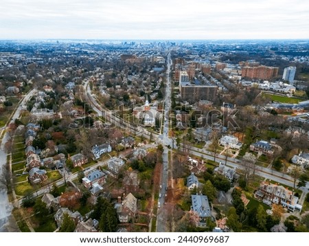 Aerial view of Charles Street Guilford to Harbor Baltimore Maryland