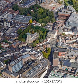 Aerial View Of Chelmsford Cathedral & Shire Hall, Essex, UK