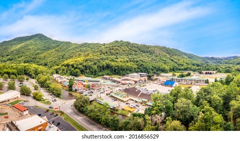 Aerial View Of Cherokee, North Carolina. Cherokee Is The Capital Of The Federally Recognized Eastern Band Of Cherokee Nation And Part Of The Traditional Homelands Of The Cherokee People.