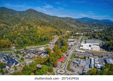 Aerial View Of Cherokee, North Carolina On A Native American Reservation