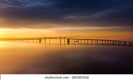 Aerial View Of The Chesapeake Bay Bridge In Annapolis MD
