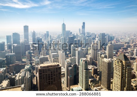 Aerial view of Chicago city USA