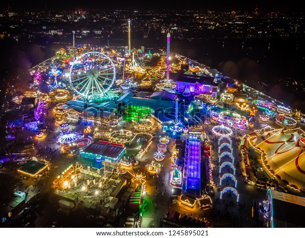 Aerial View Christmas Funfair London Stock Photo (Edit Now) 1245895021