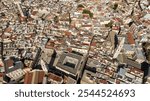 Aerial view of the churches of the historic center of Andria, in Puglia, Italy. They are the church of San Francesco, San Domenico and the cathedral Santa Maria Assunta.