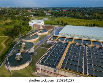 Aerial View Circular Water Supply Treatment Stock Photo 2159241299 ...