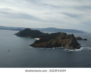 Aerial view of the Cis Islands and the Rio de Vigo.