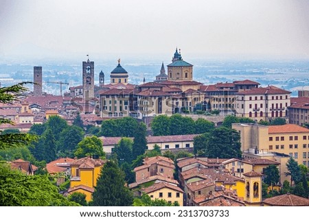 Aerial view of the Citta Alta (Upper town) in Bergamo, Italy Foto d'archivio © 