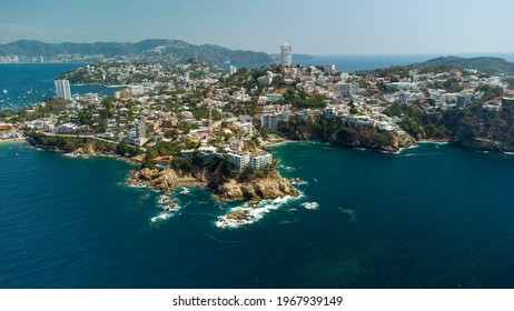 Aerial view of the city of Acapulco and its beaches, Guerrero, Mexico