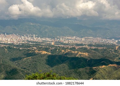 Aerial View Of The City Of Bucaramanga From A Viewpoint On The Mountain.