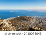 Aerial view of the city of Cape Town South Africa. Taken on a Canon EOS R from Table Mountain summit.