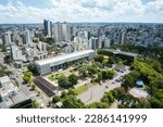 Aerial view of the city center and City Hall in Caxias do Sul, RS, Brazil