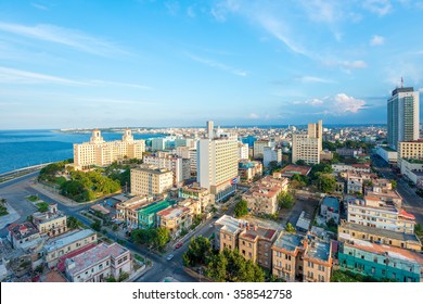 Aerial View Of The City Of Havana Including The Vedado Neighborhood And Several Tourist Attractions