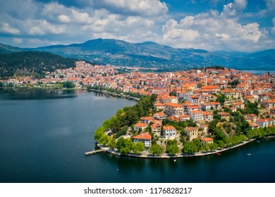 Aerial view the city of Kastoria and Lake Orestiada in northern Greek. - Powered by Shutterstock