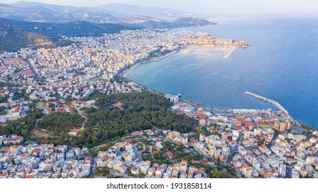 Aerial View The City Of Kavala In Northern Greek.