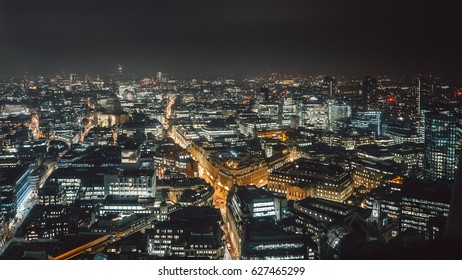 Aerial View Of The City Of London England At Night