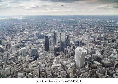 Aerial View Of City Of London - Gherkin, Walkie-Talkie And Other High Rise Buildings