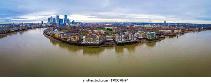 Aerial view of the City of London, the historic centre and the primary central business district, UK