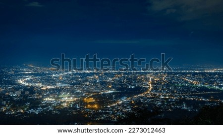 aerial view City night from the view point on top of mountain, Chiang mai,Thailand
