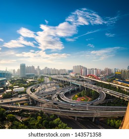 Aerial View Of The City Overpass In Early Morning,shanghai,China