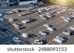 Aerial view of city parking lot