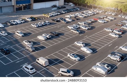 Aerial view of city parking lot