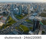 Aerial view of the city in San Isidro, Lima, Peru.