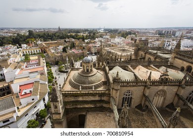 Aerial view of the city of Seville from the Giralda, Andalusia, Spain 