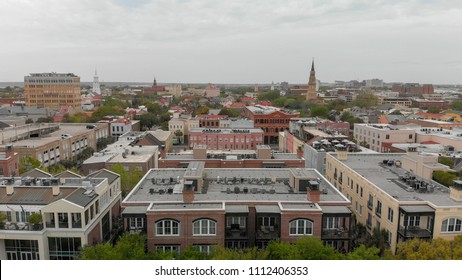 Aerial View Of City Skyline, Charleston, SC.