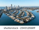 aerial view of the city of Surfers Paradise on the Queensland  Gold Coast, Australia.