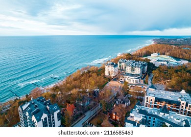 Aerial View City Svetlogorsk Kaliningrad Russia Baltic Sea Summer Sunny Day.