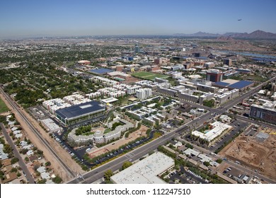 Aerial View Of The City Of Tempe With College Campus Skyline